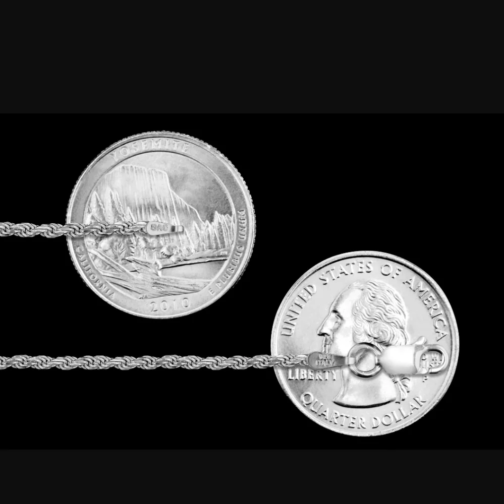 Sterling Silver. 925 ITALY Rope Chain Necklace 2mm Diamond Cut Men Women - Picture 5 of 6